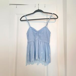 Japna Light Blue Women's Peplum Top Medium